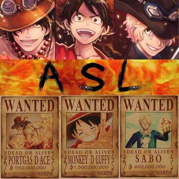 One Piece Wanted Poster Luffy Ace Sabo Wanted Poster And Send The Zoro As Gift 50 35cm Wish