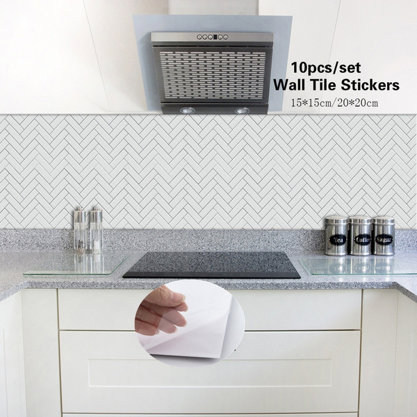 10pcs Waterproof Wall Tile Sticker, Sticker Wall Tiles For Bathroom