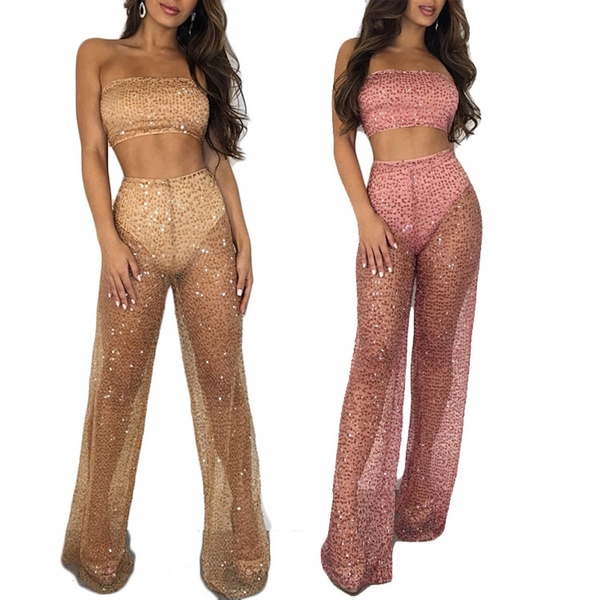 gold two piece pants set