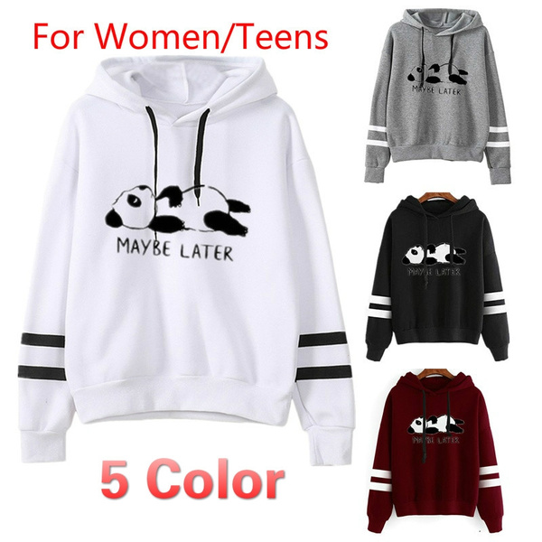 Autumn Winter Women Hoodies Teenagers Casual Panda Printed Long