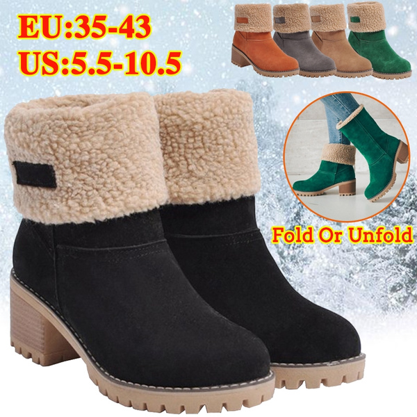 chunky heel snow boots