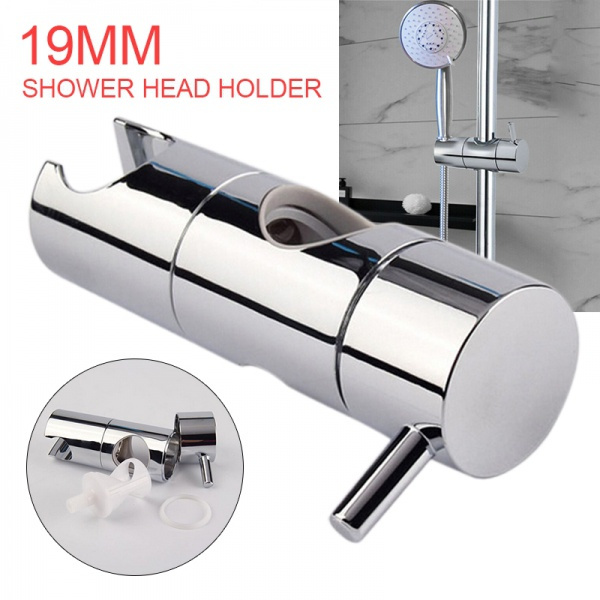 19mm Chrome Shower Riser Rail Head Holder Slider Bracket Screwed Wall Bathroom