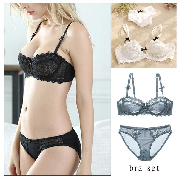 Sexy Lace Underwire Bra Set For Women, Ultra Thin Push Up Bralette