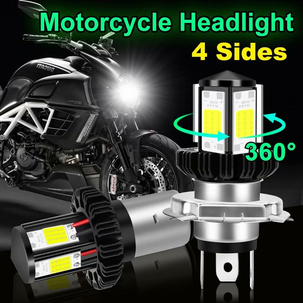 H4 BA20D Led Motorcycle Headlight Bulb 4 Sides Moto Accessories Motorbike Headlamp | Wish