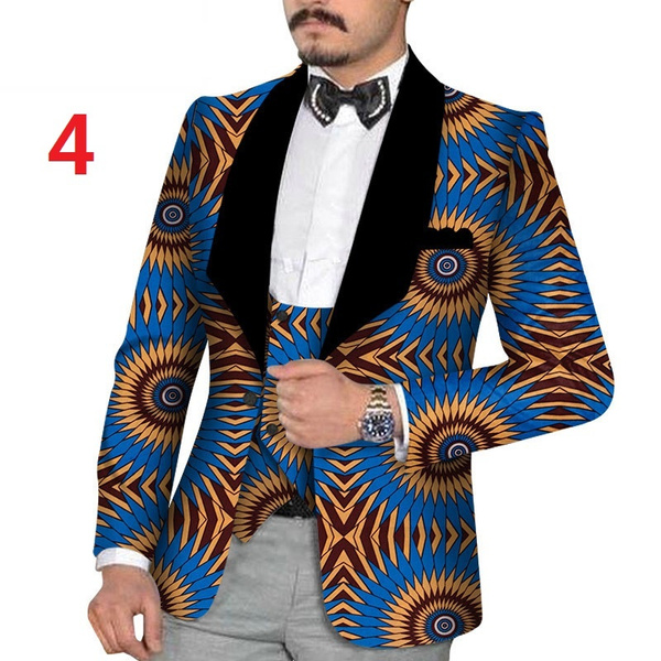 WSPLYSPJY Mens Long Sleeve African Ethnic Style Print Suit Blazers for Men 17 M 