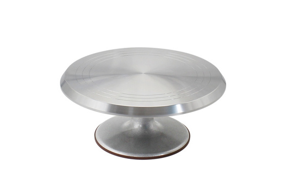 Baking Tool 12 Inch Alloy Mounted Cream Cake Turntable Rotating Table Silver 