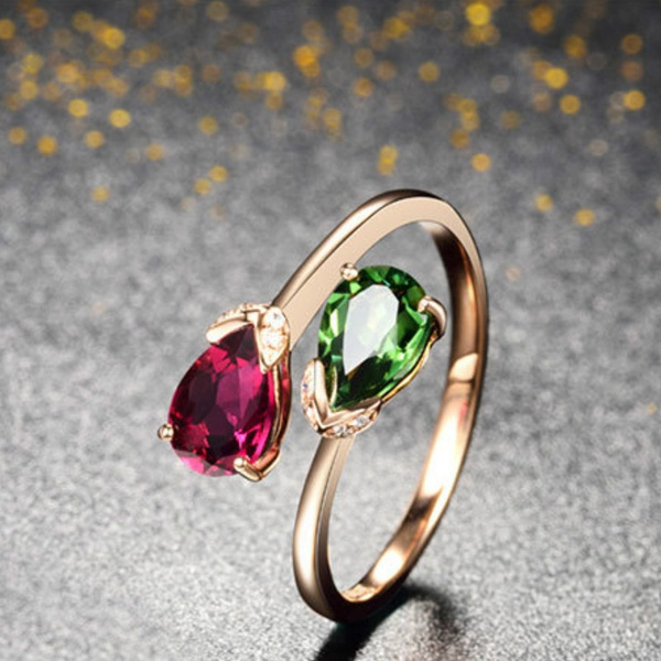 Toi Et Moi Bypass Created Ruby and Emerald Studded Engagement Ring – With  Clarity