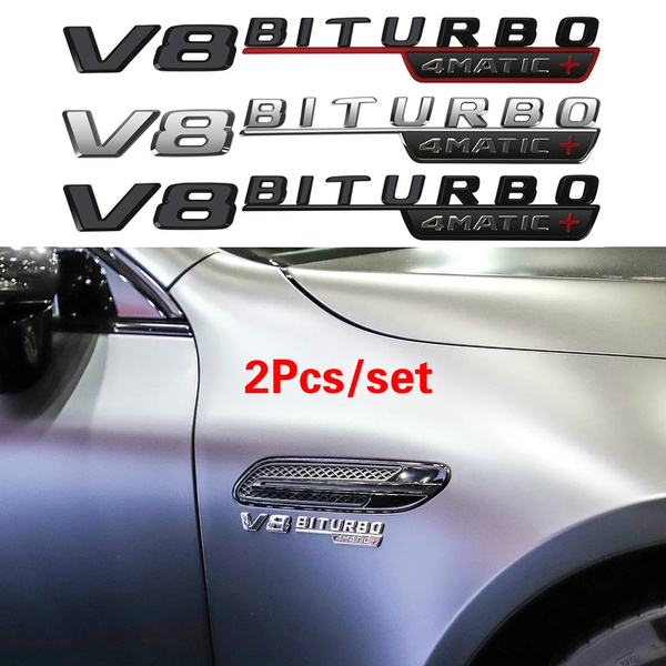 2Pcs/set V8 BITURBO 4MATIC V12 BITURBO 4MATIC Logo Car Fender