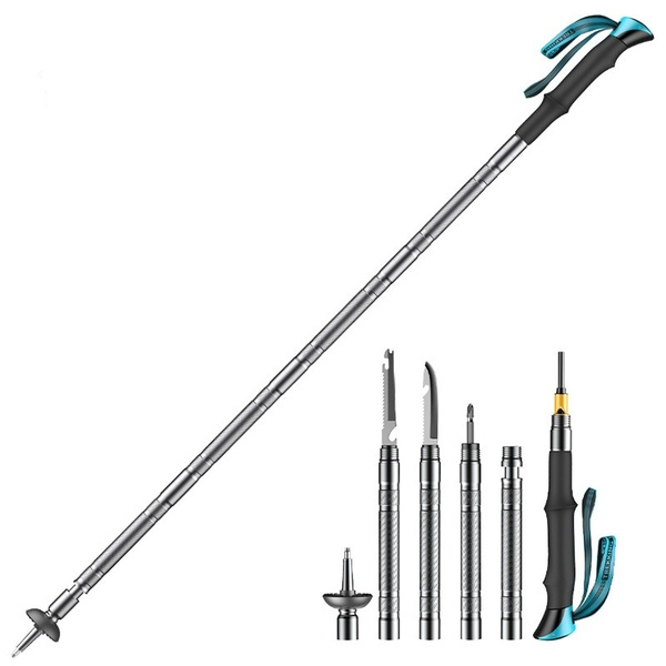 Aluminium Multifunction Folding Hiking Stick Walking Stick Trekking