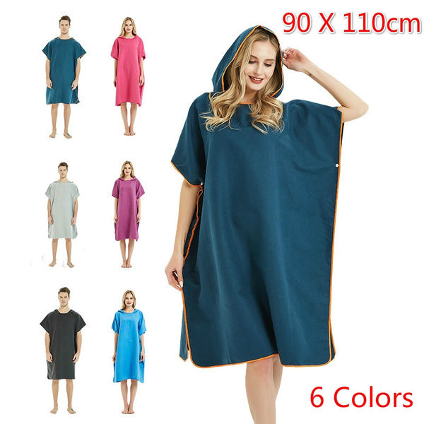 Adult Quick Dry Microfiber Towel Changing Robe Surf Beach Bath Hooded Poncho 