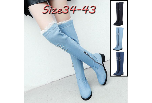 Blue jean hot sale flat boots