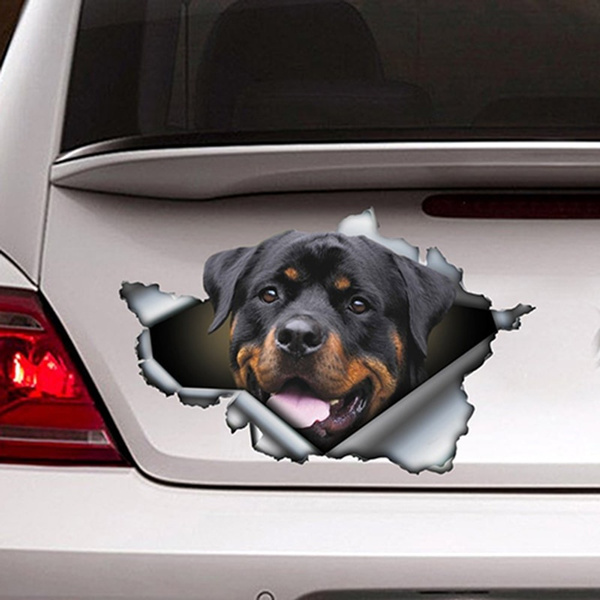Funny Rottweiler Car Stickers Torn Metal Decal Pet Dog Decal Rott 3D Car Styling