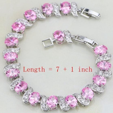Charm Bracelet, Crystal Bracelet, pink, Jewelry