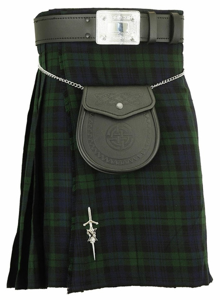 Scottish Mens Kilt Traditional Highland Dress Skirt/Kilt Belt Buckle Pin Sporran