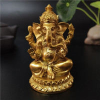 Golden Ganesha Statue Buddha Elephant God Sculpture Ganesh Figurines ...