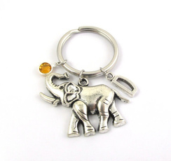 Key Chain, elephantcharm, Gifts, initialjewelry