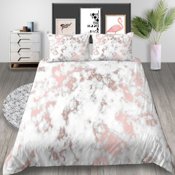 pink and grey marble duvet cover