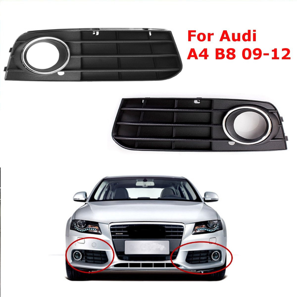 Pair Front Bumper Fog Light Grilles Grill Cover Replacement for Audi A4 B8 A4L 2009 2010 2011 2012 8KD 807 681 01C /8KD 807 682 01C