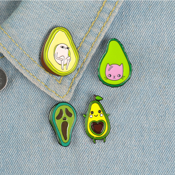 Pin Badge Avocado Enamel Cute Fun Badge Fashion Pins Brooch Metal Vegan Food