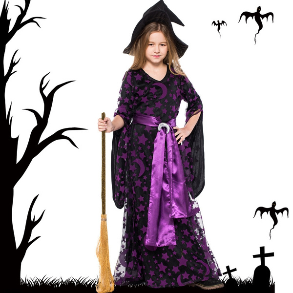 purple black witch costume kids