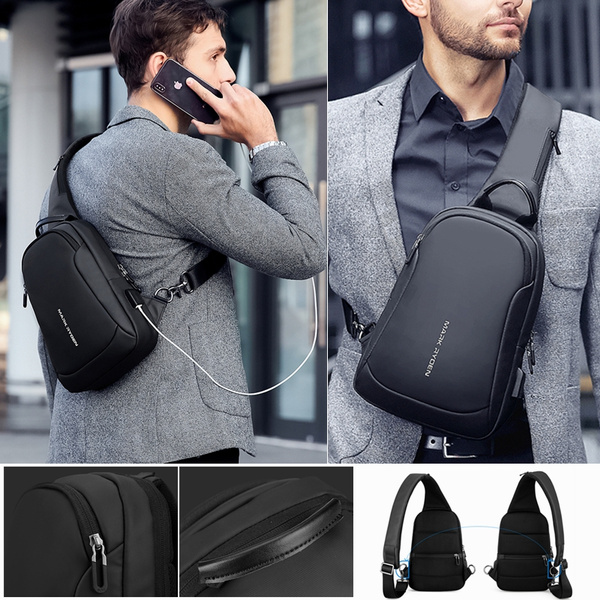 East Men Leather|men's Nylon Chest Sling Bag - Anti-theft Crossbody  Shoulder Pack For Travel