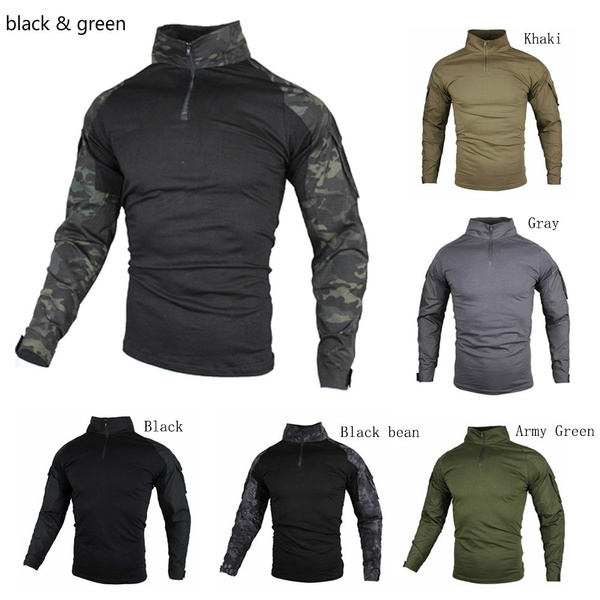 Men Outdoor Camo Military Tactical Army Shirt Long Sleeve Quick Dry ...