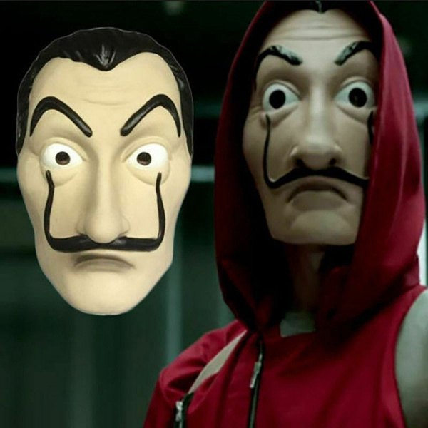 Beangstigend Nederigheid priester 2019 Hot La Casa De Papel Face Mask Salvador Dali Cosplay Movie Mask  Realistic Party Mask | Wish