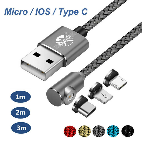 1-3M 360°L-Shape Magnetic USB Cable Micro/USB-C/ Fast Charger