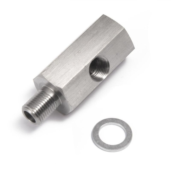 Silver NPT Oil Pressure Sensor Tee 1//8/" NPT Adapter Turbo Supply Feed Line Gauge