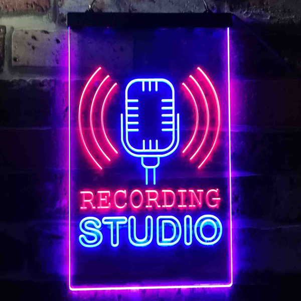 Cartel Luminoso ADV PRO i801-b Recording Studio Microphone Bar Neon Light Sign