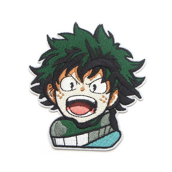 Hero school green haired anime boy felt embroidered sew on patch