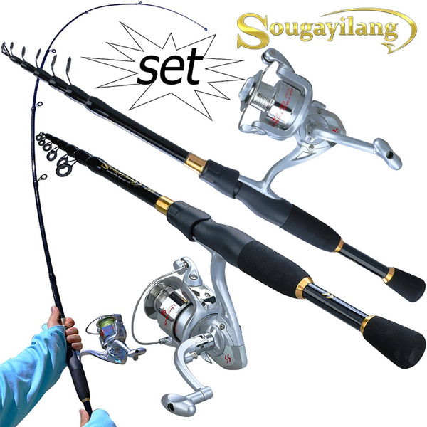 1.8m Sea Saltwater Telescopic Fishing Rod with Reel Combos Fishing Pole Kit Sets 