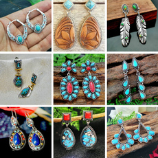 Sterling, Turquoise, Gemstone Earrings, vintage earrings