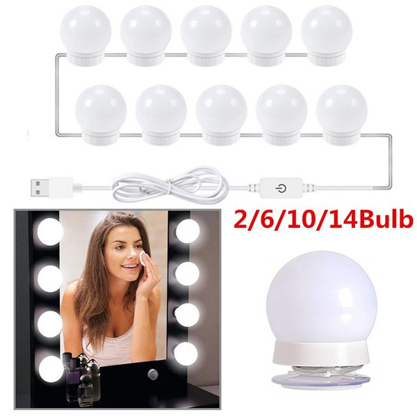 Vanity Lights for Mirror DIY Hollywood Lighted Makeup Vanity Mirror Stick on  LED Mirror Light Kit for for Bathroom Wall Mirror (2/6/10/14 Bulb)