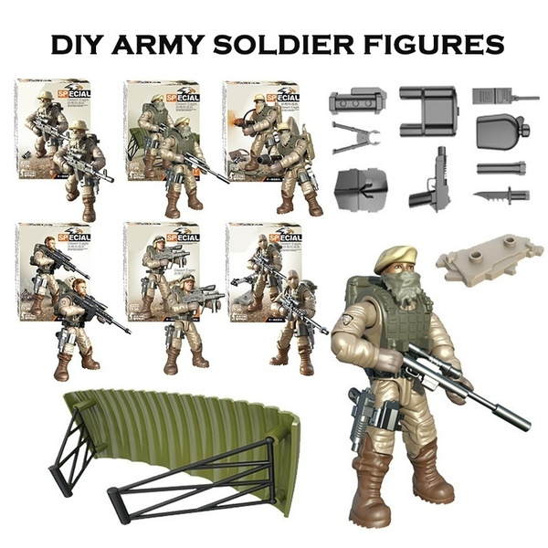 6pcs/set Military Soldiers Suits Army Building Blocks Figures Models Bricks Toys 