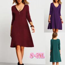Umbrella, solidcolordres, Simple, plus size dress