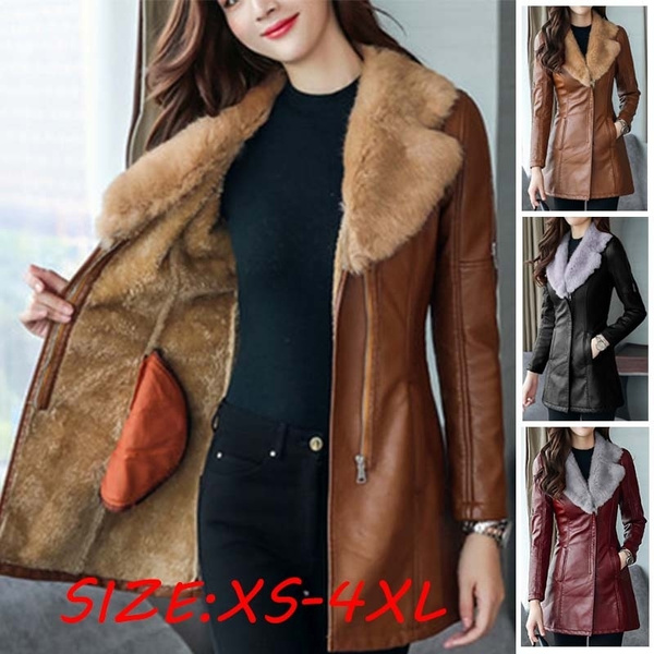 Leather winter sale coat womens