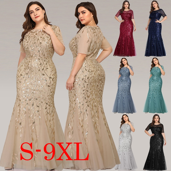Ever-Pretty New Plus Size Fashions Evening Dress Short Sleeve O Neck ...