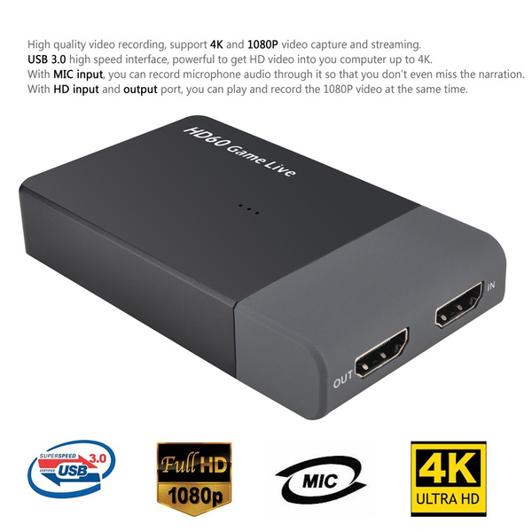 Ezcap 261m Usb 3 0 Hd Video Capture 4k 1080p Game Live Streaming Video Converter For Xbox One Ps4 Support 4k Video Input Mic In Wish