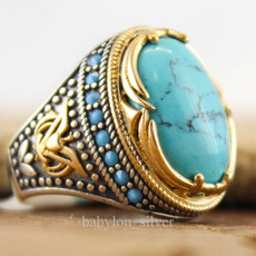 Sterling, Turquoise, Moda, gold