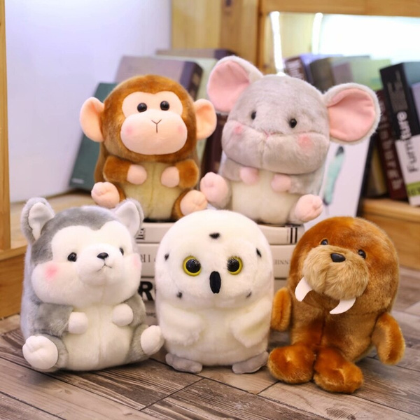 18 Cm Super Mignon Animal Rond Hibou Morse Chat Singe Vache Husky Elephant En Peluche Bebe Confort Jouet Enfants Chambre Decoration Fete Cadeau Wish