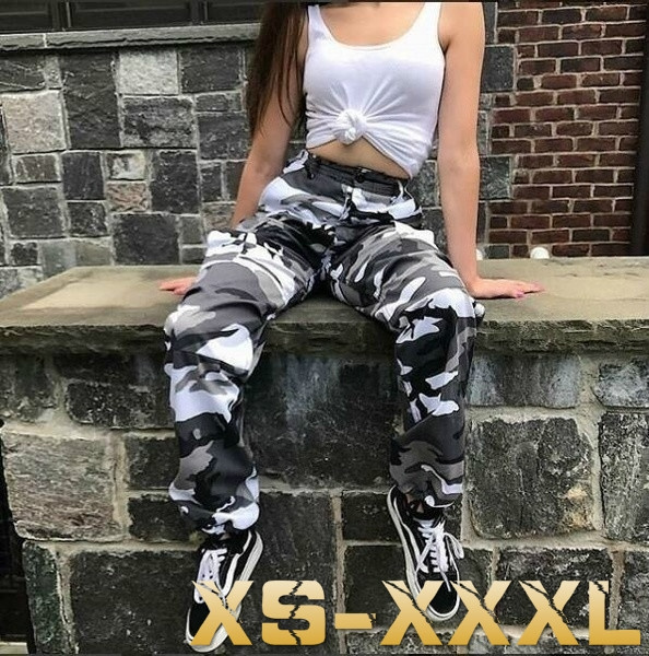 Womens Camo Cargo Trousers Pants Military Army Combat Camouflage Fashion Pants 