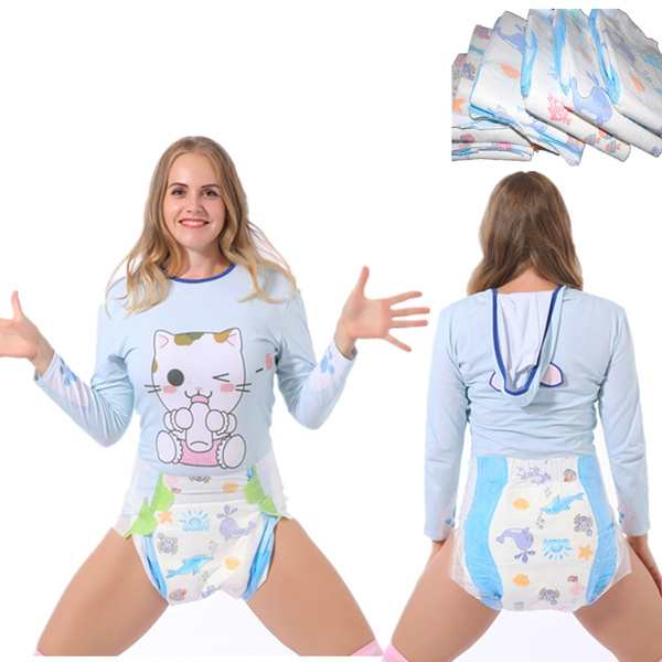 8-PCS adult baby quickly absorbs abdl printed adult pull up diaper