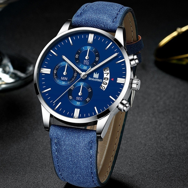 Fashion Men Leather Watches Calendar Quartz Watches Business