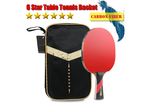 6 Star Table Tennis Racket Wenge Wood Carbon Fiber Blade Sticky Rubber Ping Pong 