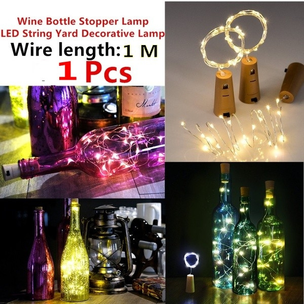 LED Light Wine Bottle Copper Wire String light bulb Cork Festival Party Decor 