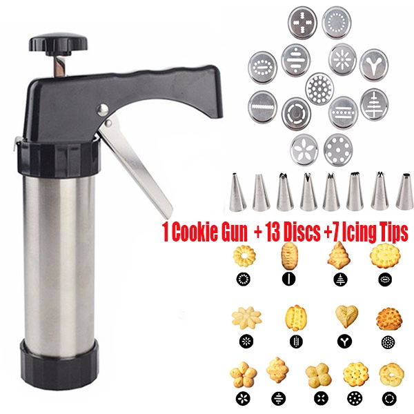 Cookie Press Set Stainless Steel Cookie Maker Biscuit Press Gun