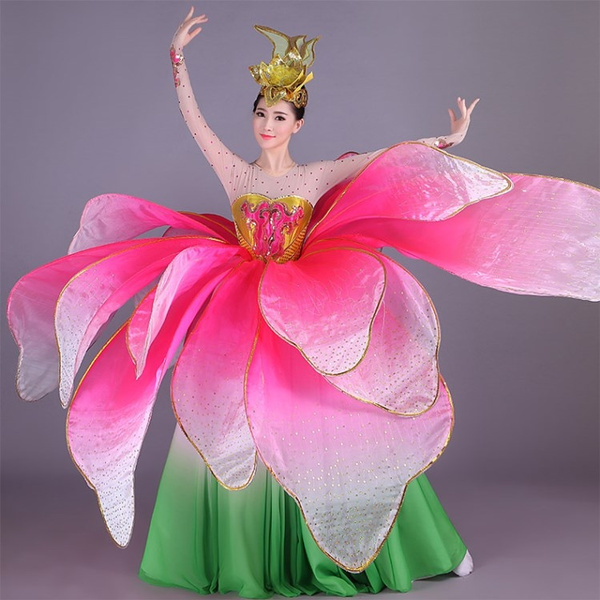 Ballroom Dance Dresses High Quality Flowers Opening Dance Big Dress Modern Dance Performance Service Wish