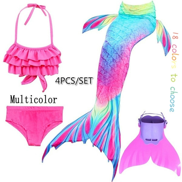 Girls Swimming Mermaid Tail Cosplay Mermaid Costume Swimsuit With ...