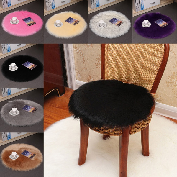35x35cm Warm Seat Pad Plush Cover Chair Cushion Round Faux Fur Wool Soft 